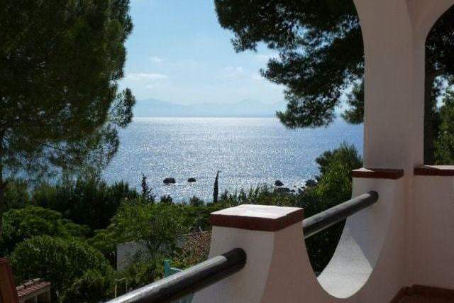 Sea view from the terrace of the villa for rent Scopello, air conditioner, WiFi broadband connection, private parking. Vacation rental Scopello